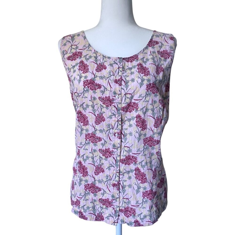Eddie Bauer Pink Sleeveless Cotton Floral Tank Top XL